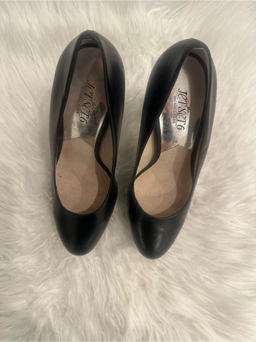 Michael Kors Black Leather Round-Toe Heels